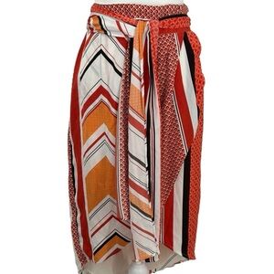 Banana Republic Red and Orange Chevron Midi Skirt